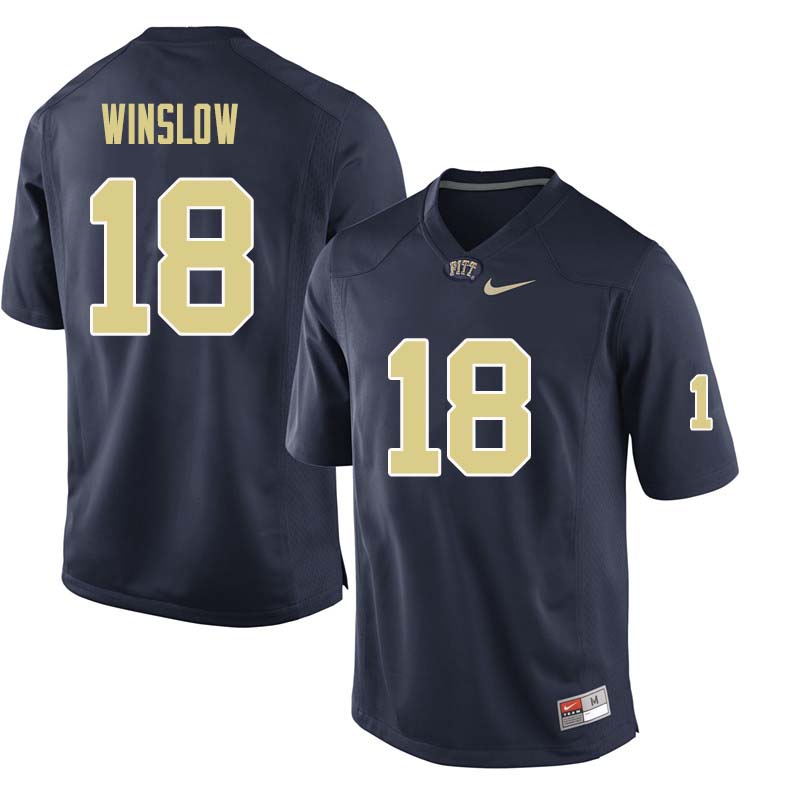 Men #18 Ryan Winslow Pittsburgh Panthers College Football Jerseys Sale-Navy